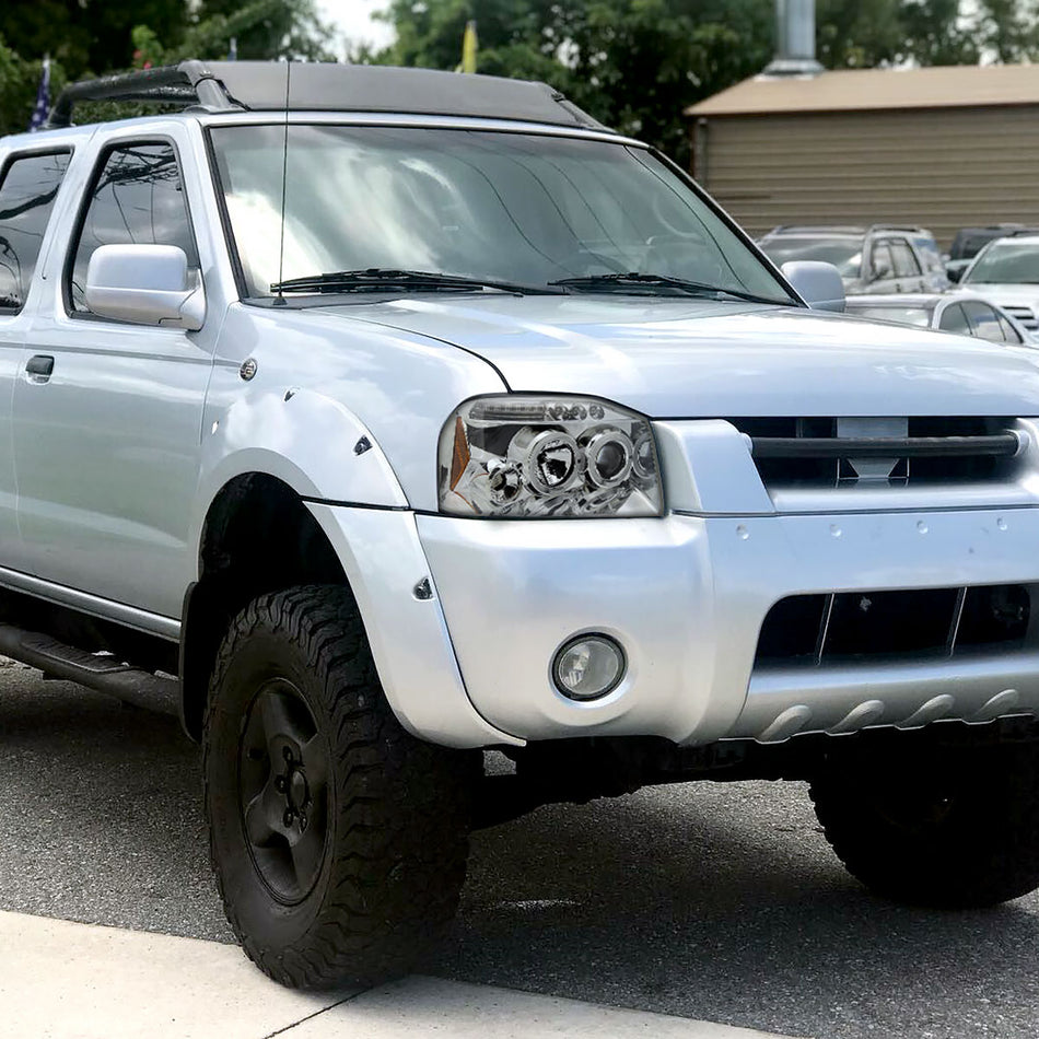 2001-2004 Nissan Frontier Dual Halo Projector Headlights (Chrome Housing/Clear Lens)