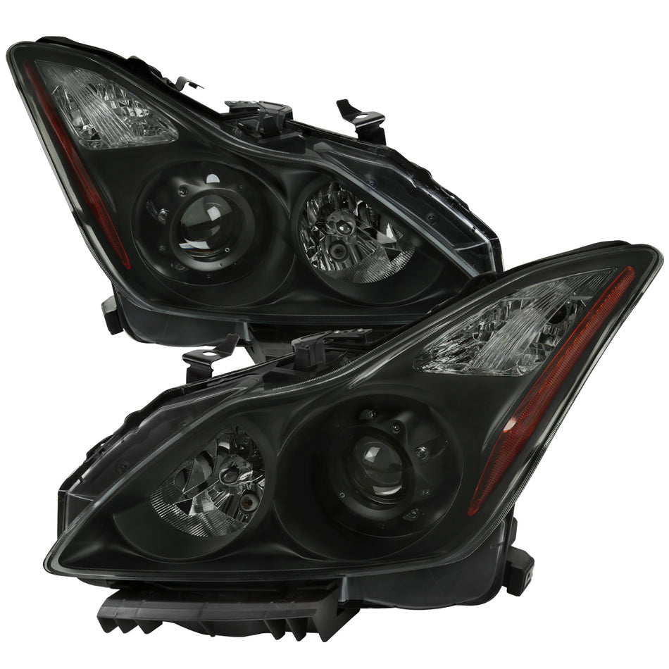 2008-2013 Infiniti G37/2014-2015 Q60 2 Door Coupe/Convertible Factory Style Projector Headlights (Matte Black Housing/Smoked Lens)
