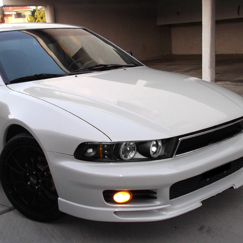 1999-2003 Mitsubishi Galant Dual Halo Projector Headlights (Matte Black Housing/Clear Lens)