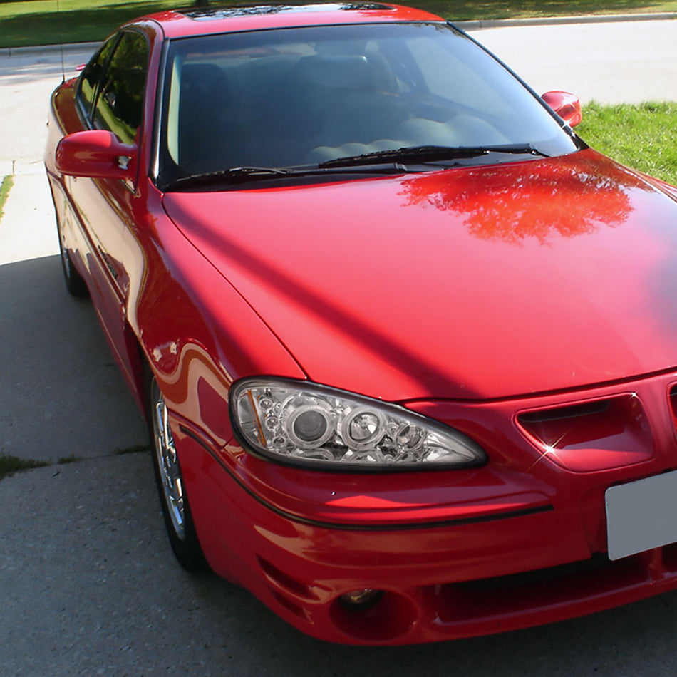 1999-2005 Pontiac Grand AM Dual Halo Projector Headlights (Chrome Housing/Clear Lens)