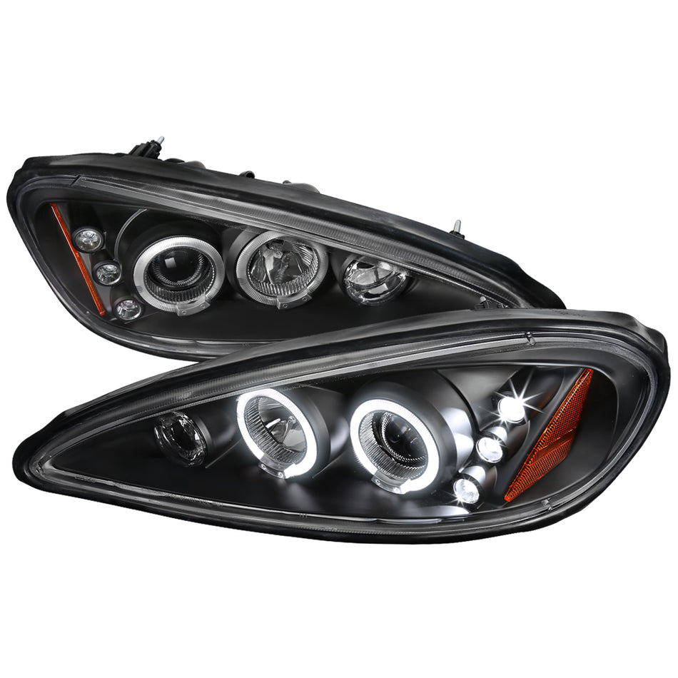 1999-2005 Pontiac Grand AM Dual Halo Projector Headlights (Matte Black Housing/Clear Lens)