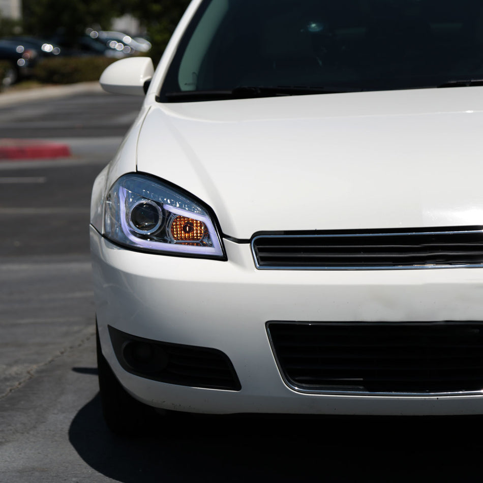 2006-2013 Chevrolet Impala / 2014-2015 Impala Limited / 2006-2007 Monte Carlo LED Bar Projector Headlights (Chrome Housing/Clear Lens)