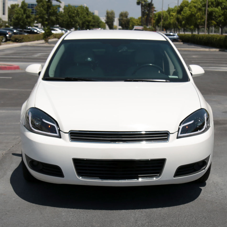2006-2013 Chevrolet Impala / 2014-2015 Impala Limited / 2006-2007 Monte Carlo LED Bar Projector Headlights (Jet Black Housing/Clear Lens)