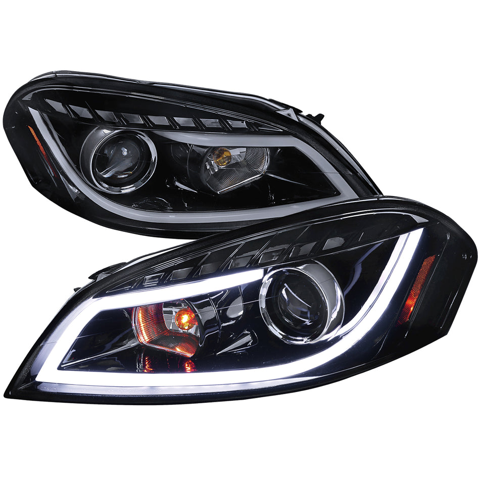 2006-2013 Chevrolet Impala / 2014-2015 Impala Limited / 2006-2007 Monte Carlo LED Bar Projector Headlights (Glossy Black Housing/Smoked Lens)