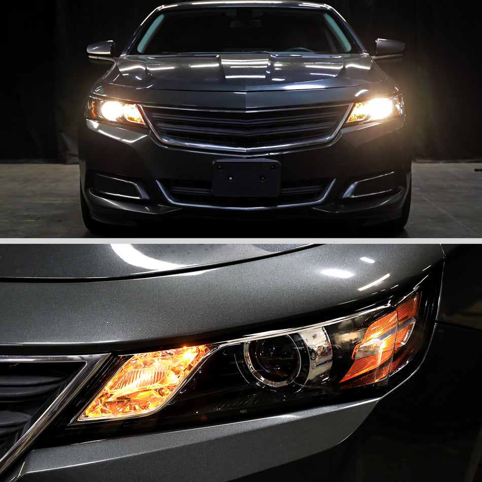 2014-2020 Chevy Impala Factory Style Projector Headlights - Driver Side (Jet Black Housing / Clear Lens)