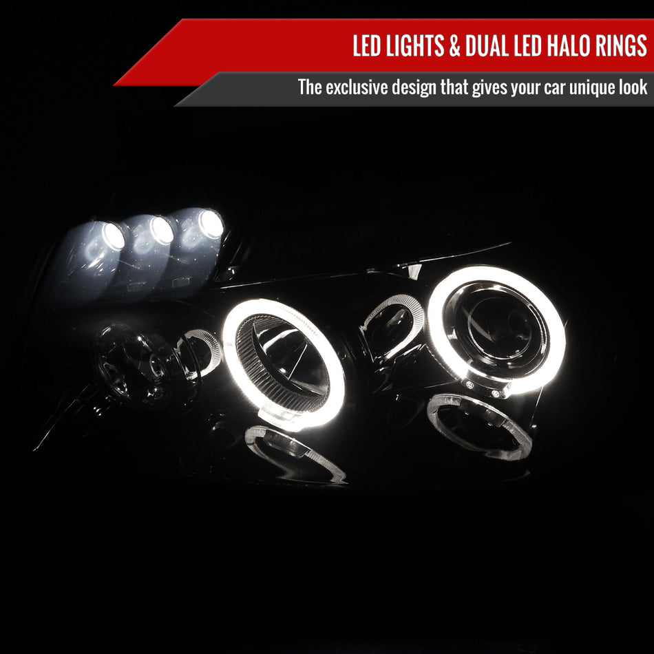 2005-2007 Dodge Magnum Dual Halo Projector Headlights (Glossy Black Housing/Smoked Lens)