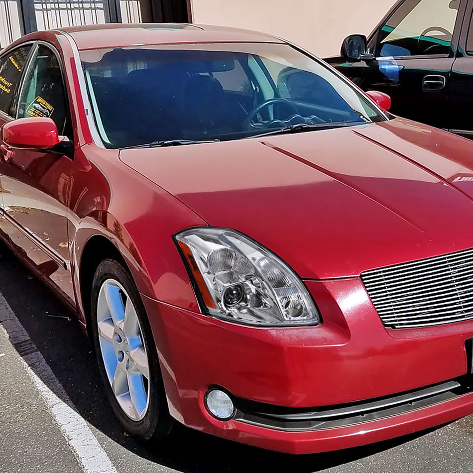2004-2006 Nissan Maxima Projector Headlights w/ Amber Reflectors (Chrome Housing/Clear Lens)