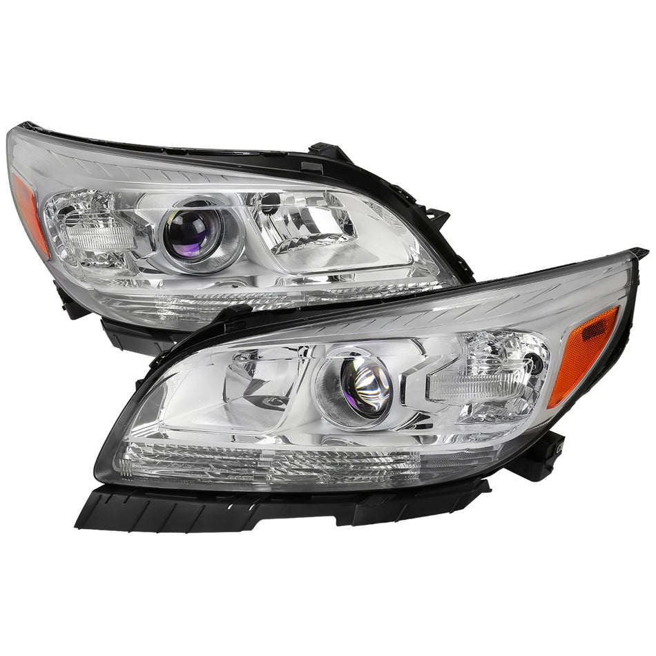 2013-2015 Chevrolet Malibu / 2016 Malibu Limited Projector Headlights w/ Amber Reflectors (Chrome Housing/Clear Lens)
