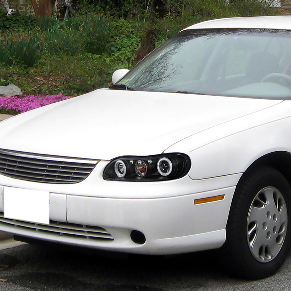 1997-2005 Chevrolet Malibu/ Oldsmobile Cutlass Dual Halo Projector Headlights (Matte Black Housing/Clear Lens)