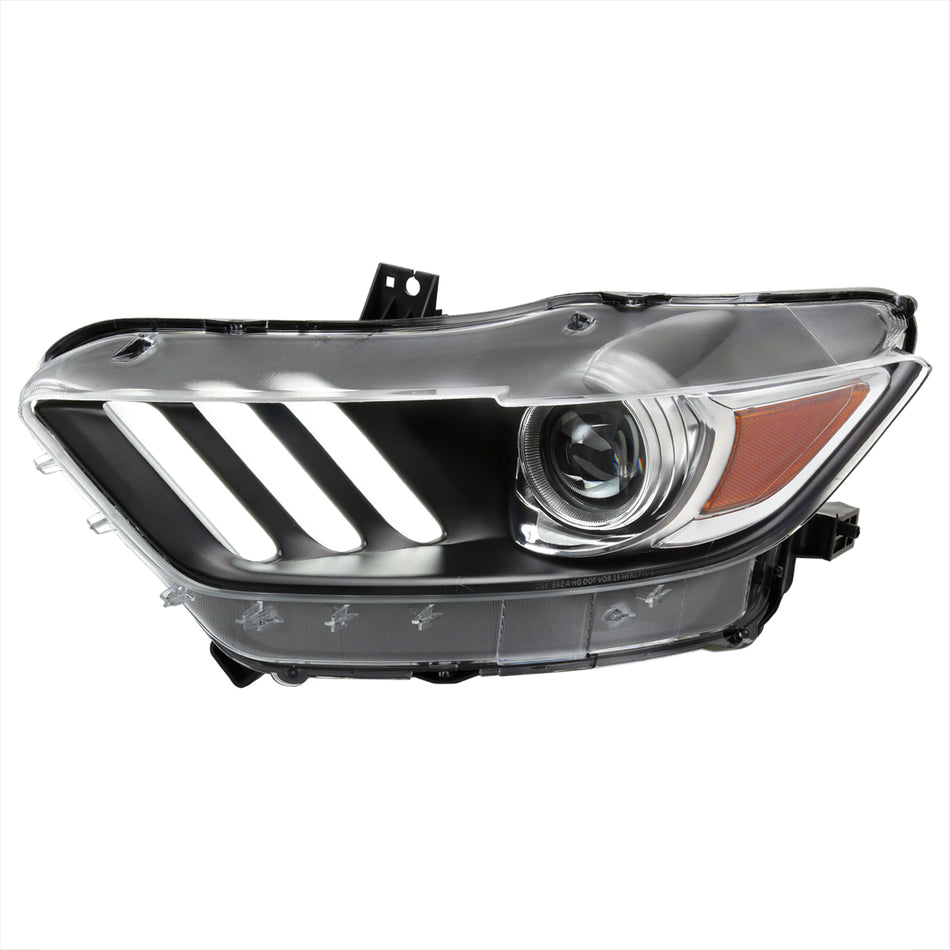 2015-2017 Ford Mustang / 2018-2020 Mustang Shelby LED Strip Xenon HID Projector Headlights - Driver Side Only (Matte Black Housing/Clear Lens)