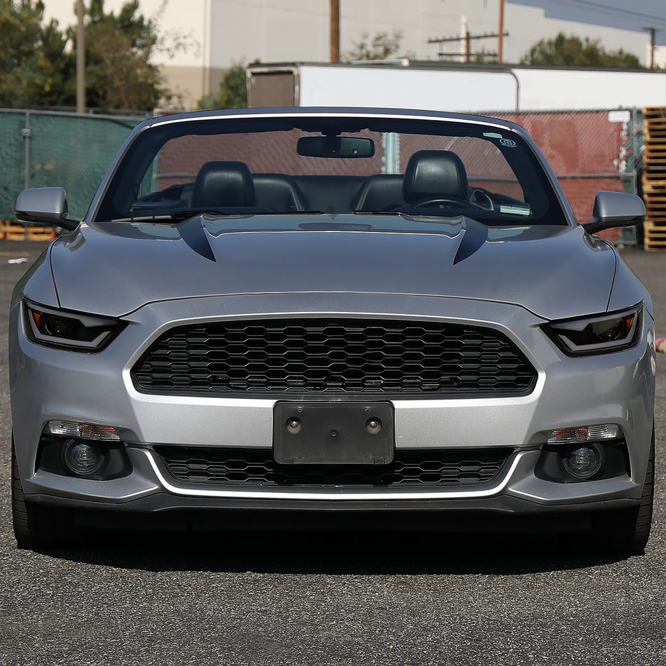 2015-2017 Ford Mustang / 2018-2020 Mustang Shelby LED Bar Xenon HID Projector Headlights (Black Housing/Smoked Lens)
