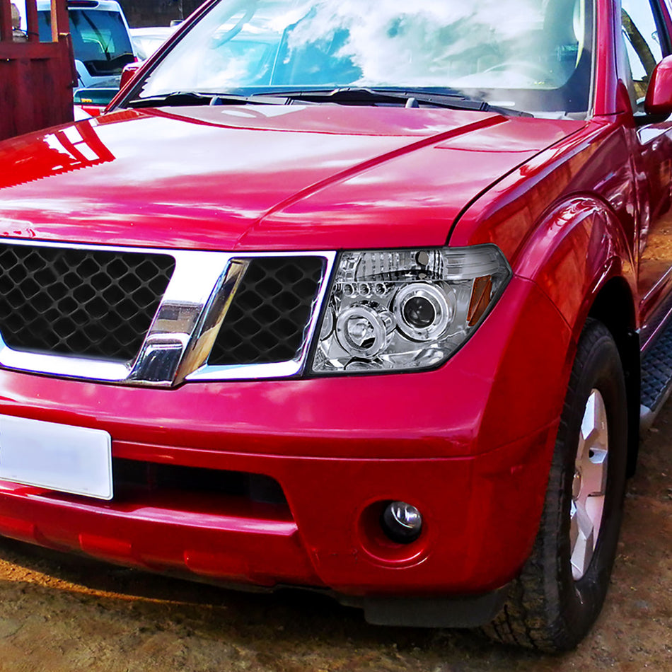 2005-2007 Nissan Pathfinder/ 2005-2008 Frontier Dual Halo Projector Headlights (Chrome Housing/Clear Lens)