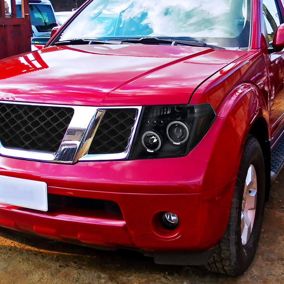 2005-2007 Nissan Pathfinder/ 2005-2008 Frontier Dual Halo Projector Headlights (Jet Black Housing/Clear Lens)