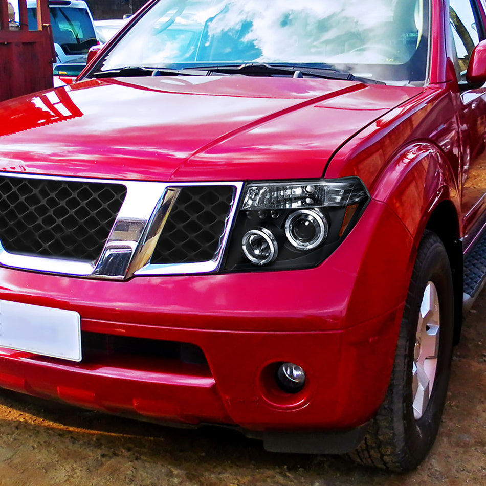 2005-2007 Nissan Pathfinder/ 2005-2008 Frontier Dual Halo Projector Headlights (Matte Black Housing/Clear Lens)