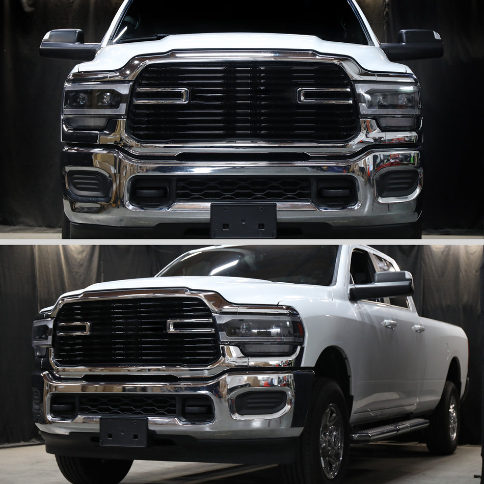 2019-2024 Dodge RAM 2500/3500/4500/5500 Switchback Sequential LED Turn Signal Projector Headlights (Matte Black Housing/Clear Lens)