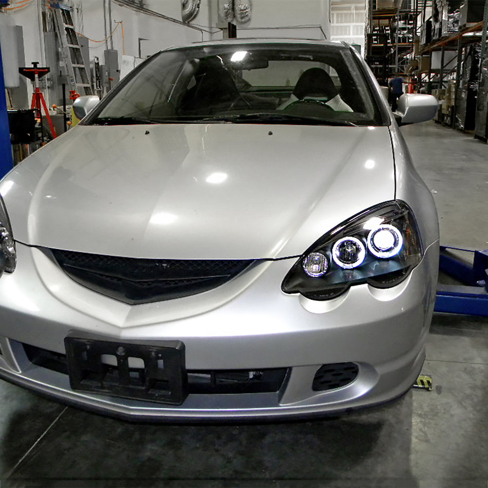 2002-2004 Acura RSX Dual Halo Projector Headlights (Matte Black Housing/Clear Lens)