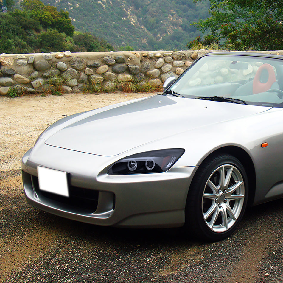 2000-2003 Honda S2000 AP1 Dual Halo Projector Headlights (Glossy Black Housing/Smoked Lens)