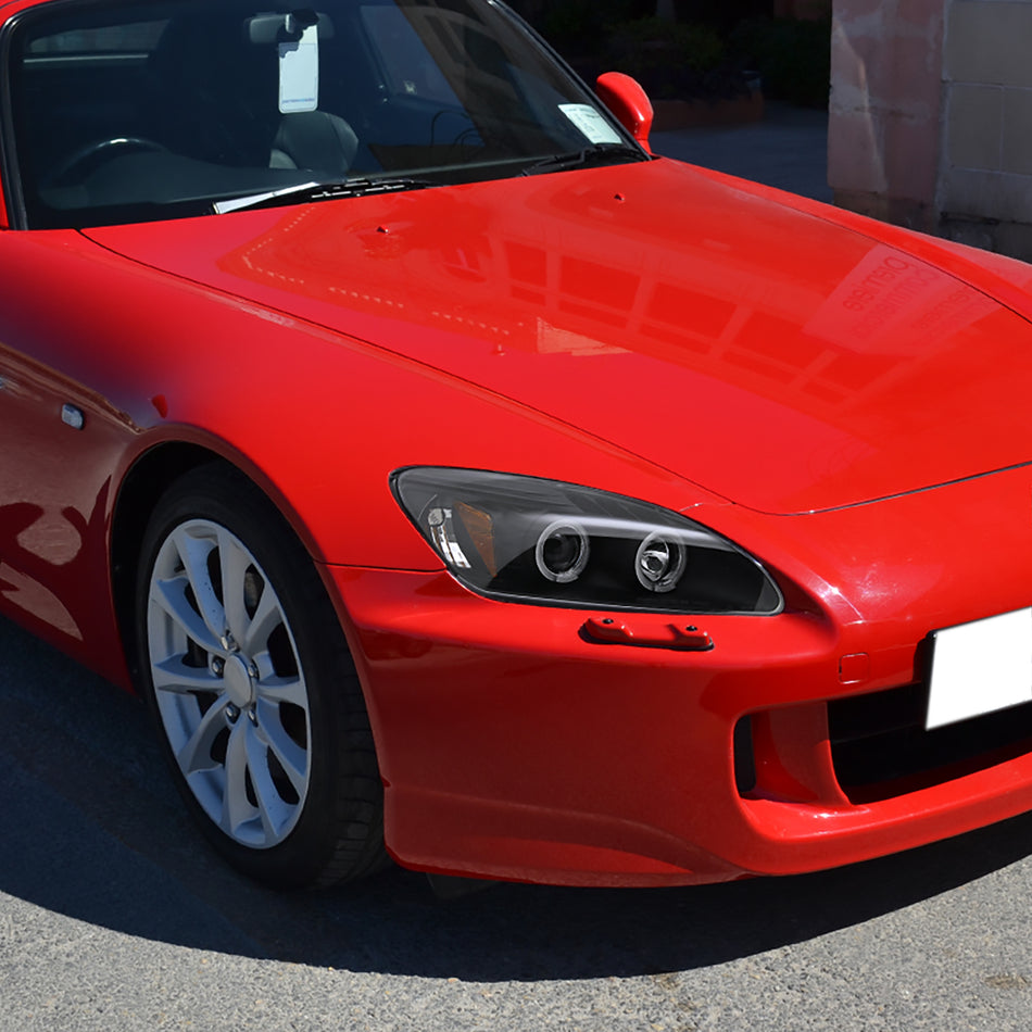 2004-2009 Honda S2000 AP2 Dual Halo Projector Headlights (Matte Black Housing/Clear Lens)
