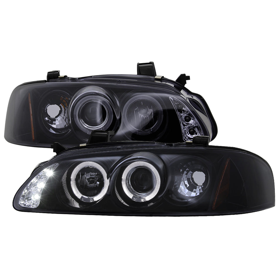 2000-2003 Nissan Sentra Dual Halo Projector Headlights (Glossy Black Housing/Smoked Lens)