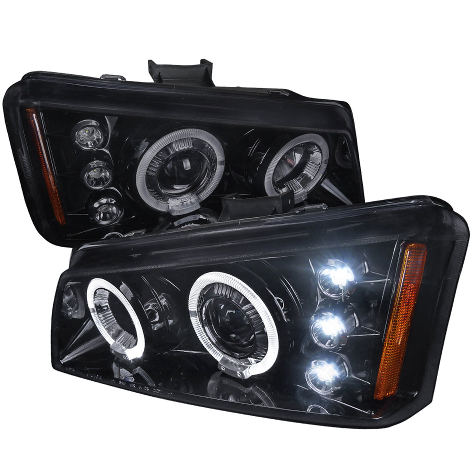 2002-2006 Chevrolet Avalanche/ 2003-2007 Silverado Dual Halo Projector Headlights (Glossy Black Housing/Smoked Lens)