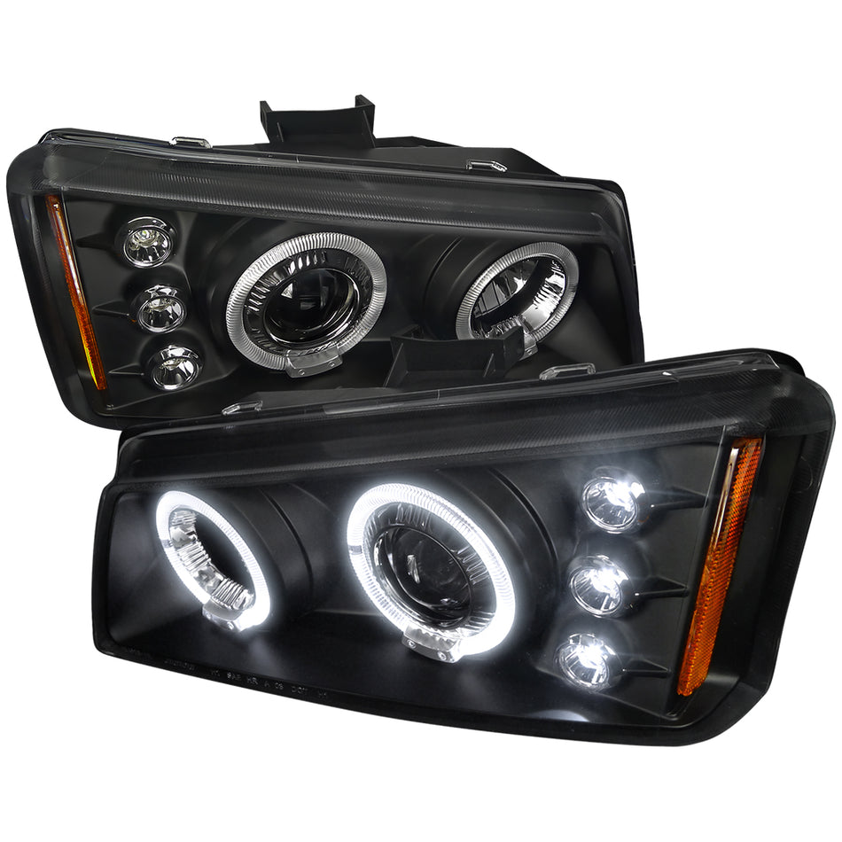 2002-2006 Chevrolet Avalanche/ 2003-2007 Silverado Dual Halo Projector Headlights (Matte Black Housing/Clear Lens)