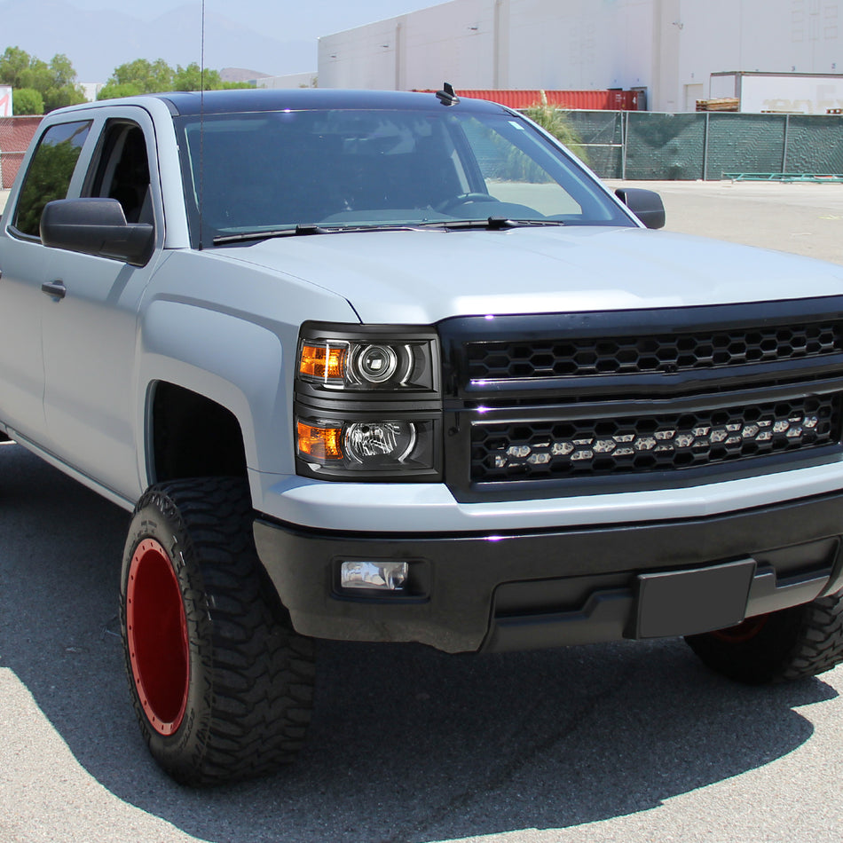 2014-2015 Chevrolet Silverado 1500 Projector Headlights (Matte Black Housing/Clear Lens)