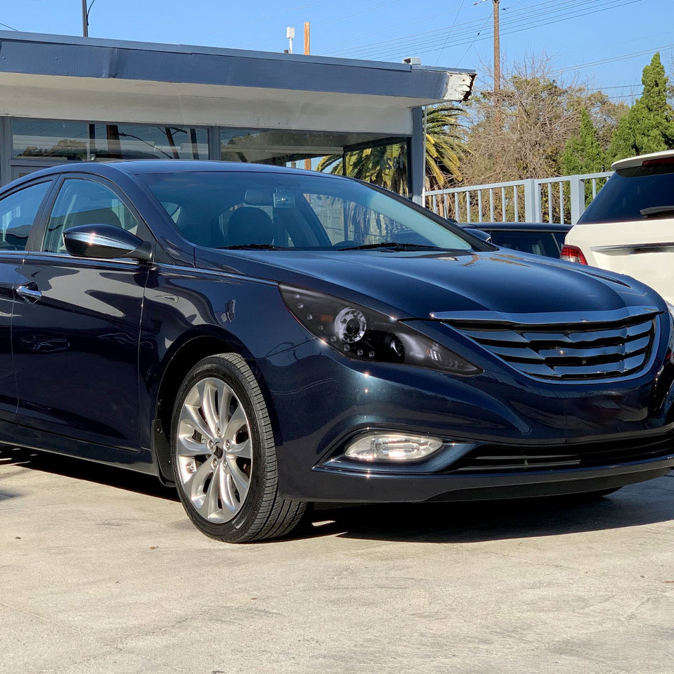 2011-2014 Hyundai Sonata Projector Headlights w/ SMD LED Light Strip (Glossy Black Housing/Smoked Lens)