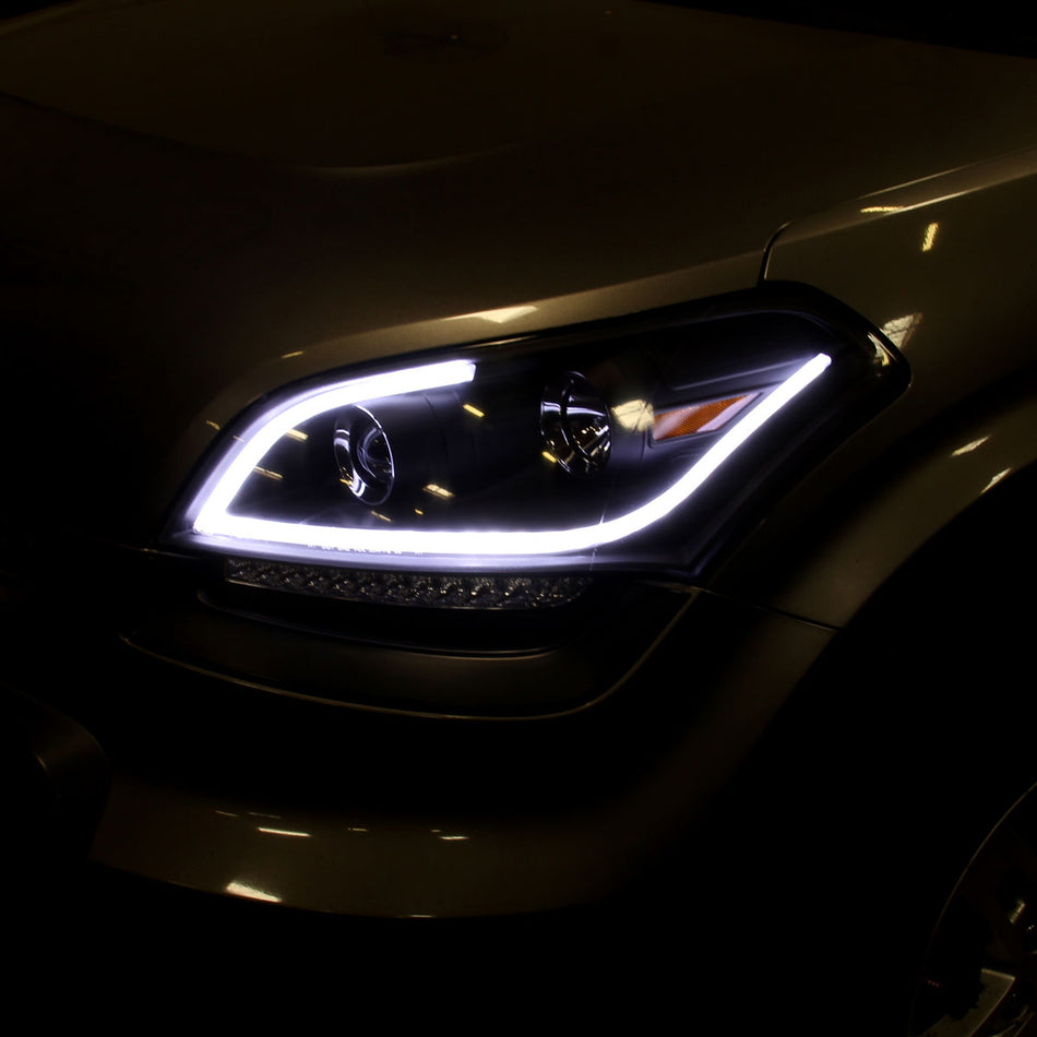 2010-2011 Kia Soul Projector Headlights w/ LED Light Bar & LED Turn Signal Lights (Matte Black Housing/Clear Lens)