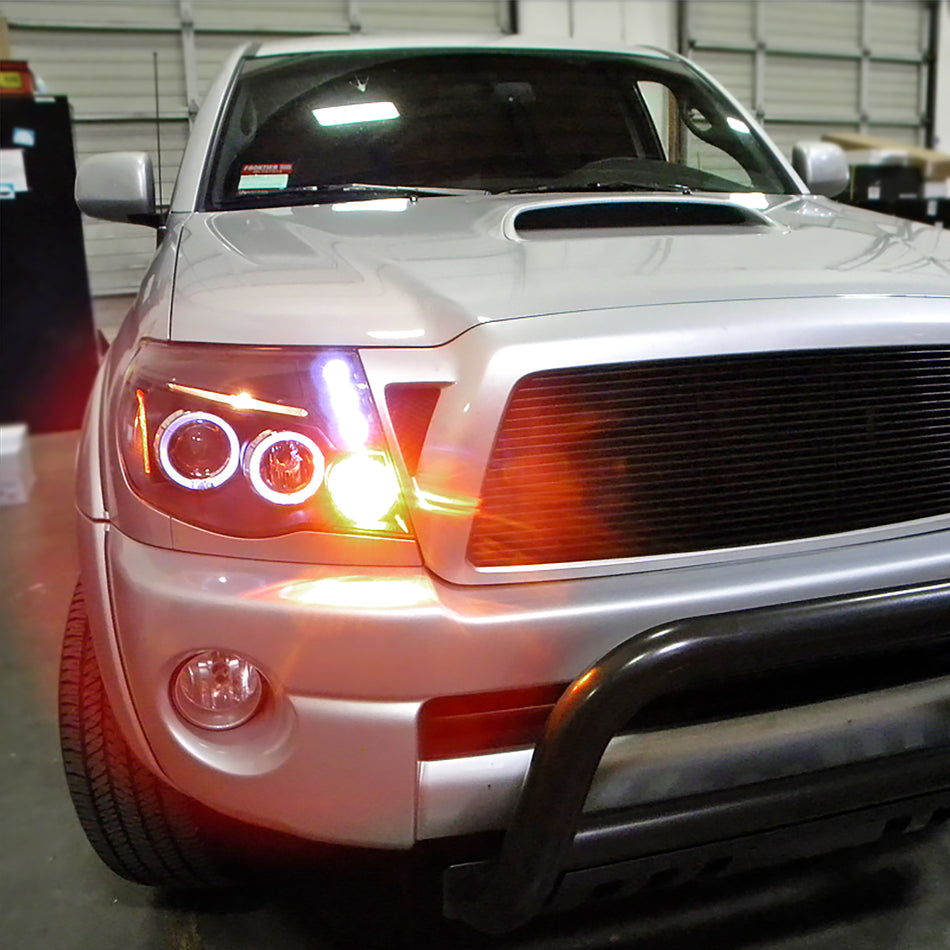 2005-2011 Toyota Tacoma Dual Halo Projector Headlights (Matte Black Housing/Clear Lens)