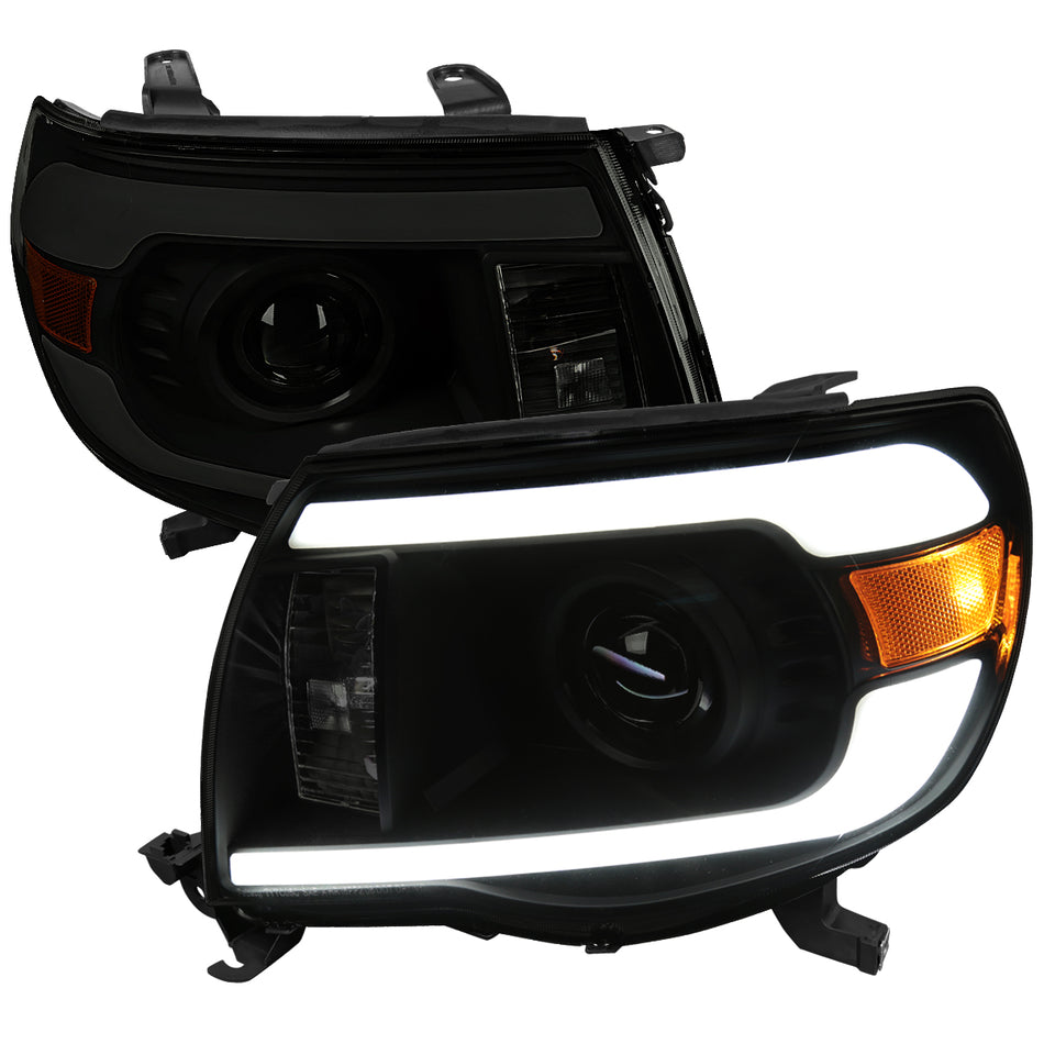 2005-2011 Toyota Tacoma LED Bar Projector Headlights (Chrome Housing/Smoked Lens)