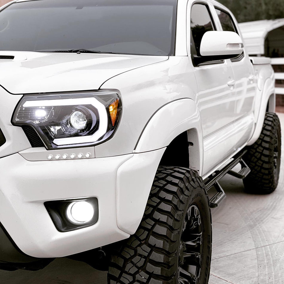2012-2015 Toyota Tacoma LED C-Bar Projector Headlights (Jet Black Housing/Clear Lens)