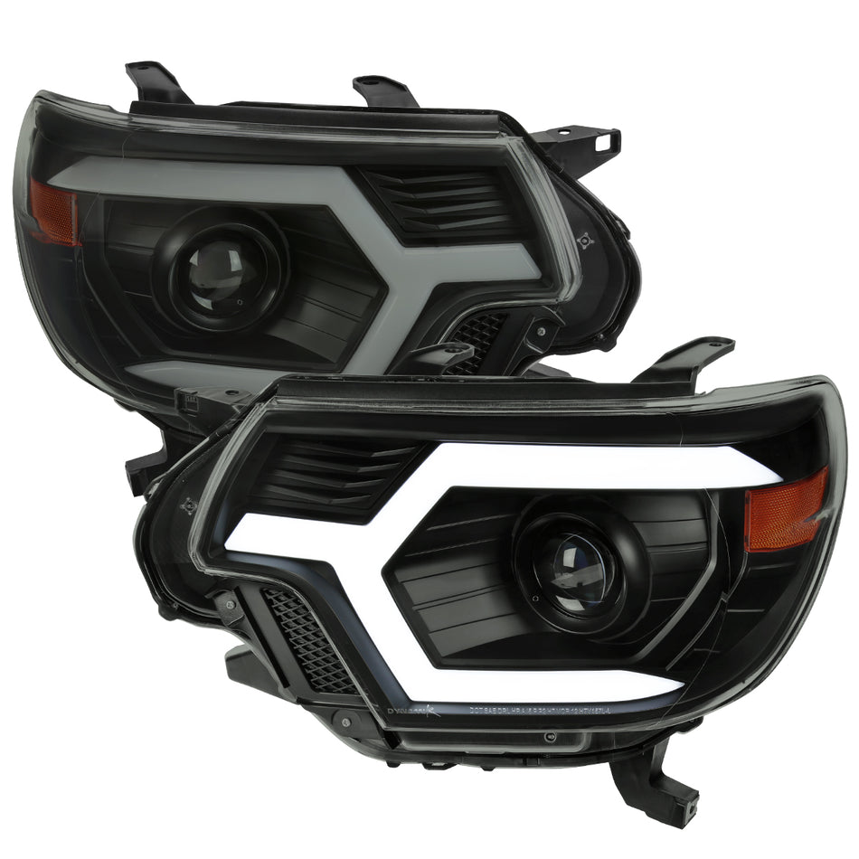 2012-2015 Toyota Tacoma Switchback Sequential LED Bar Projector Headlights (Matte Black Housing/Smoked Lens)