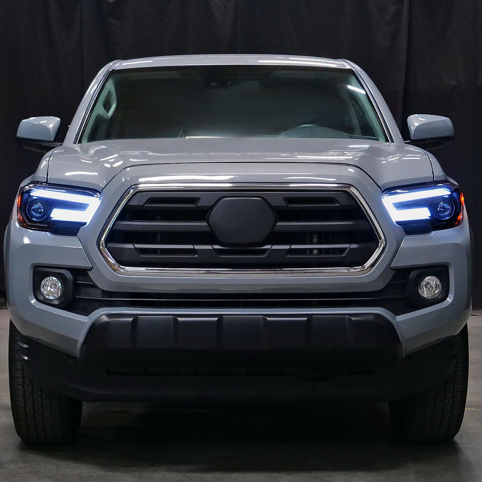2016-2023 Toyota Tacoma Switchback Sequential LED Bar Projector Headlights (Black Housing/Smoked Lens)