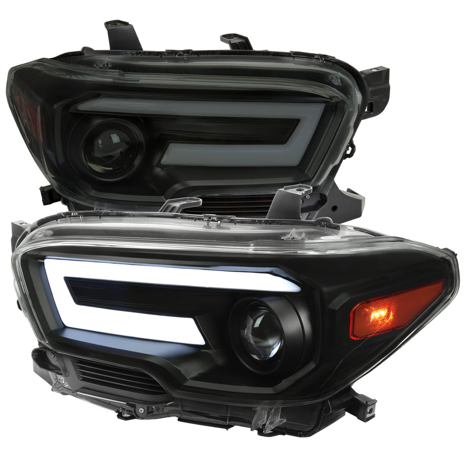 2016-2023 Toyota Tacoma Switchback Sequential LED Bar Projector Headlights (Black Housing/Smoked Lens)