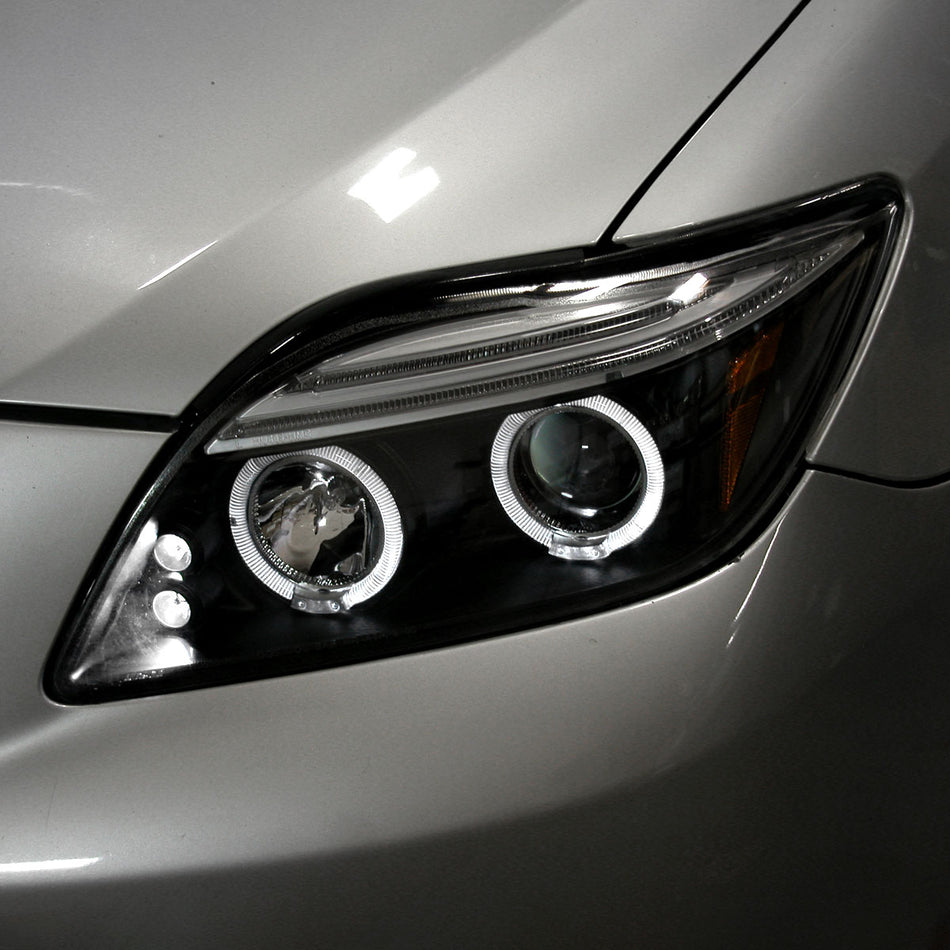 2005-2010 Scion tC Dual Halo Projector Headlights (Matte Black Housing/Clear Lens)
