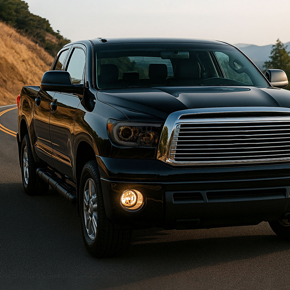 2007-2013 Toyota Tundra/2008-2017 Sequoia Retro Style LED Tube Projector Headlights with LED Turn Signals (Chrome Housing/Smoked Lens)