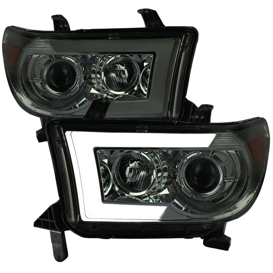 2007-2013 Toyota Tundra/ 2008-2017 Sequoia Switchback Sequential LED C-Bar Projector Headlights (Chrome Housing/Smoked Lens)