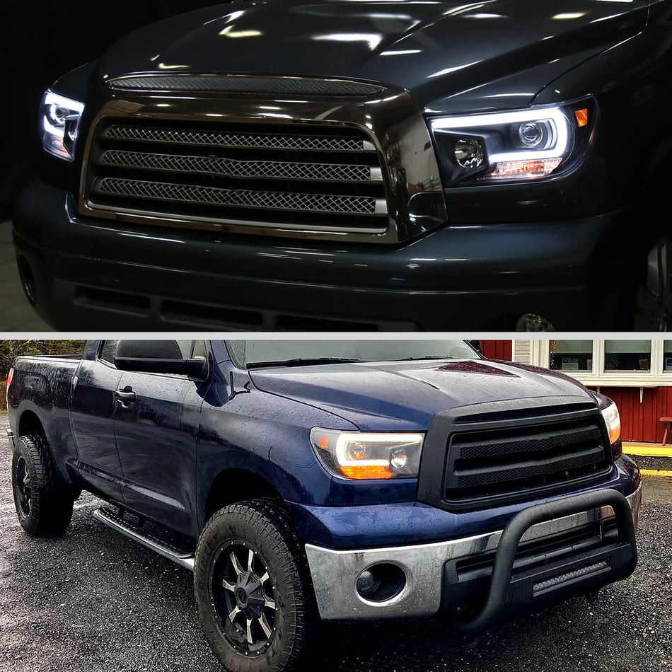 2007-2013 Toyota Tundra/ 2008-2017 Sequoia LED C-Bar Projector Headlights (Black Housing/Clear Lens)