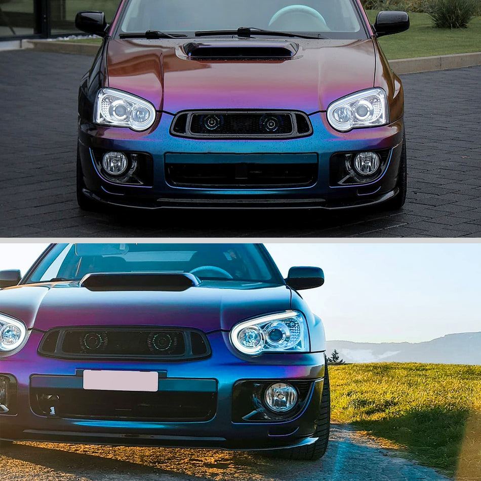 2004-2005 Subaru Impreza WRX/STI Outback Projector Headlights w/ LED Light Bar (Chrome Housing/Clear Lens)