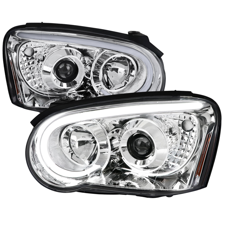 2004-2005 Subaru Impreza WRX/STI Outback Projector Headlights w/ LED Light Bar (Chrome Housing/Clear Lens)