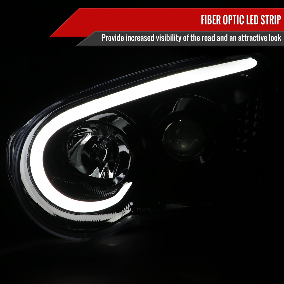 2004-2005 Subaru Impreza WRX/STI Outback Projector Headlights w/ LED Light Bar (Glossy Black Housing/Clear Lens)