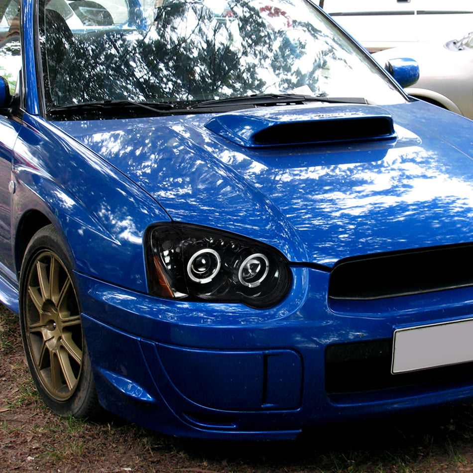 2004-2005 Subaru Impreza WRX/STI Outback Dual Halo Projector Headlights (Jet Black Housing/Clear Lens)
