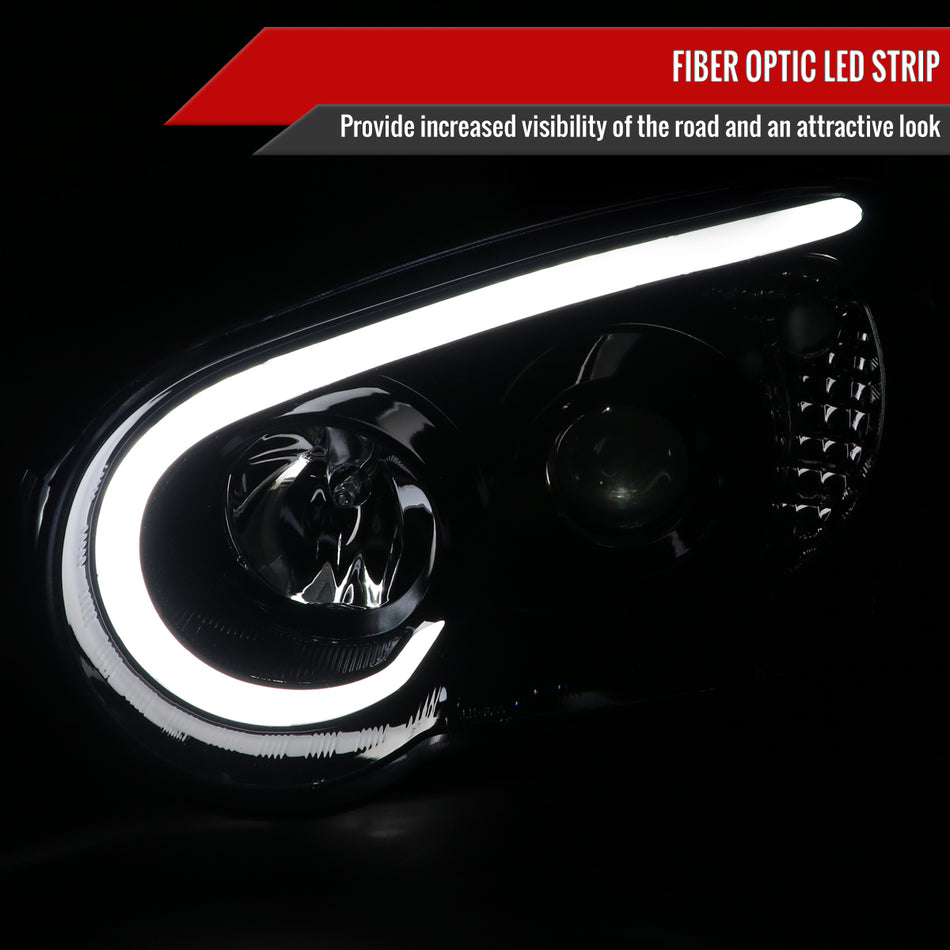 2004-2005 Subaru Impreza WRX/STI Outback Projector Headlights w/ LED Light Bar (Glossy Black Housing/Smoked Lens)