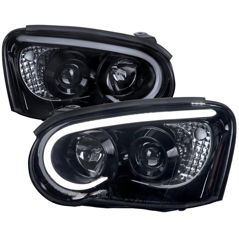 2004-2005 Subaru Impreza WRX/STI Outback Projector Headlights w/ LED Light Bar (Glossy Black Housing/Smoked Lens)