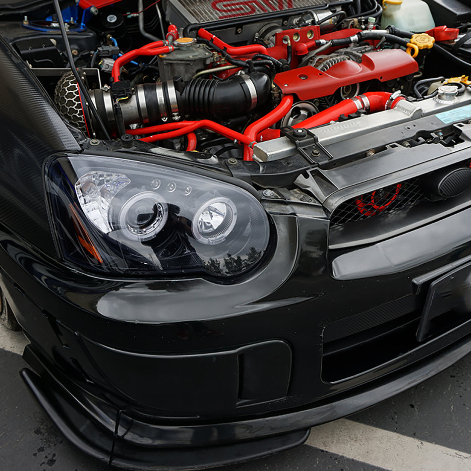 2004-2005 Subaru Impreza WRX/STI Outback Dual Halo Projector Headlights (Glossy Black Housing/Smoked Lens)