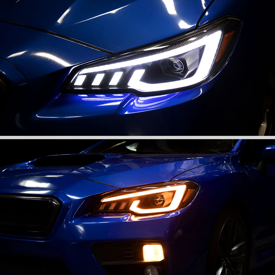 2015-2021 Subaru Impreza WRX STI Projector Headlights Sequential LED Switchback DRL (Black Housing / Clear Lens)