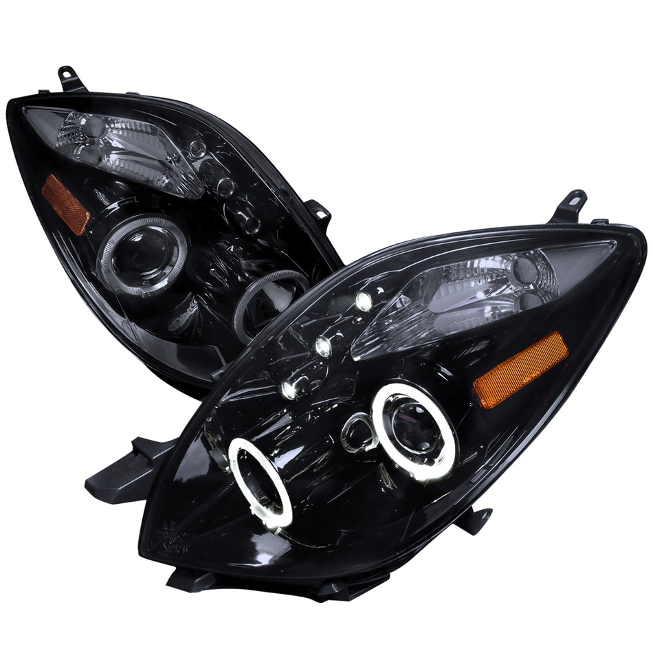 2006-2008 Toyota Yaris Dual Halo Projector Headlights (Glossy Black Housing/Smoked Lens)