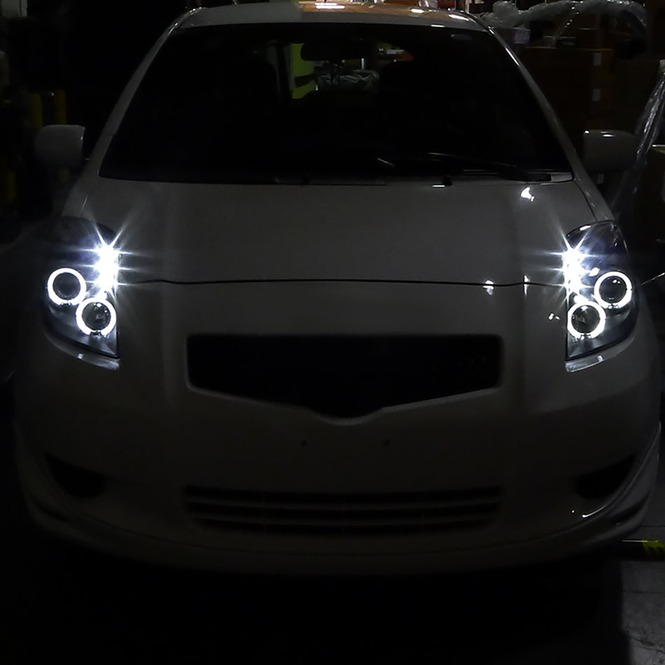 2006-2008 Toyota Yaris Dual Halo Projector Headlights (Matte Black Housing/Clear Lens)