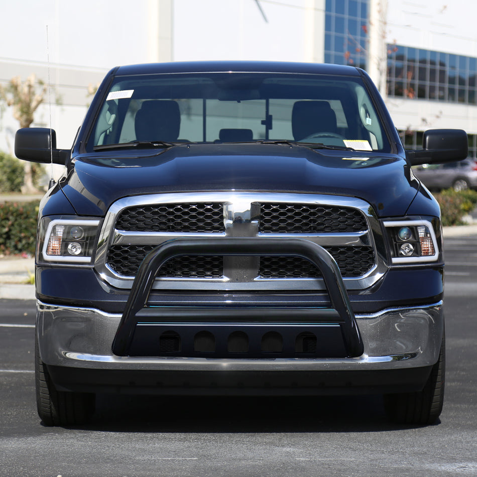 2009-2018 Dodge RAM 1500 3" Black Stainless Steel Bull Bar w/ Skid Plate