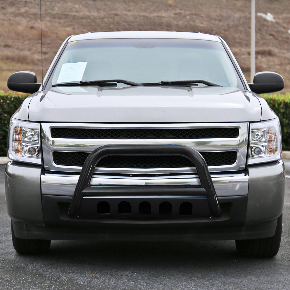 2007-2020 Chevrolet Silverado/Suburban/Avalanche/Tahoe GMC Sierra/Yukon 3" Black Stainless Steel Bull Bar w/ Skid Plate